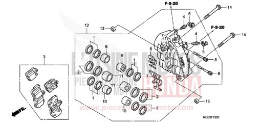 L. FRONT BRAKE CALIPER VFR1200FDA de 2010